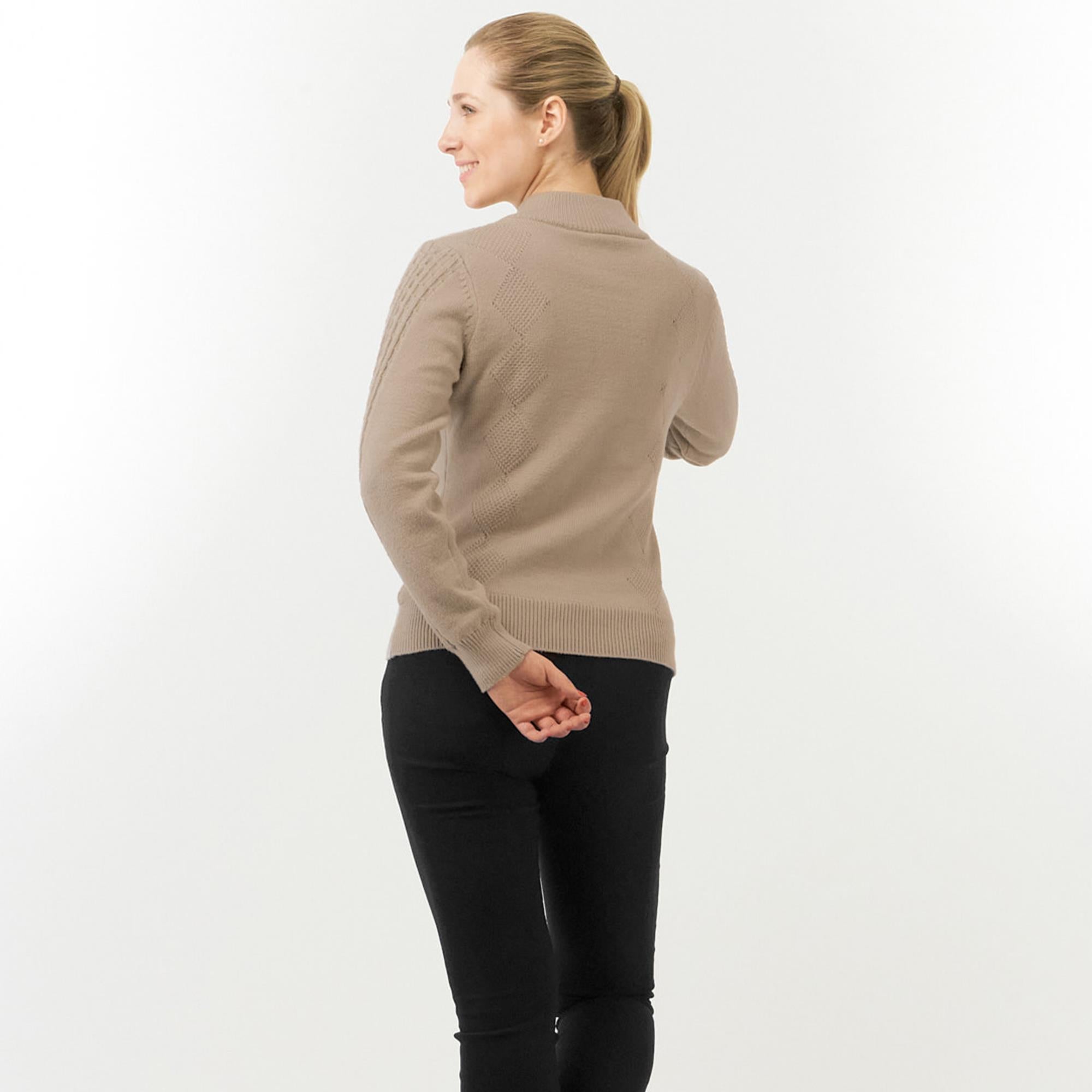Pure Golf Sorrell Cable Knit Lined Ladies Golf Jumper Cappuccino